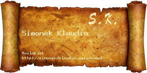 Simonek Klaudia névjegykártya